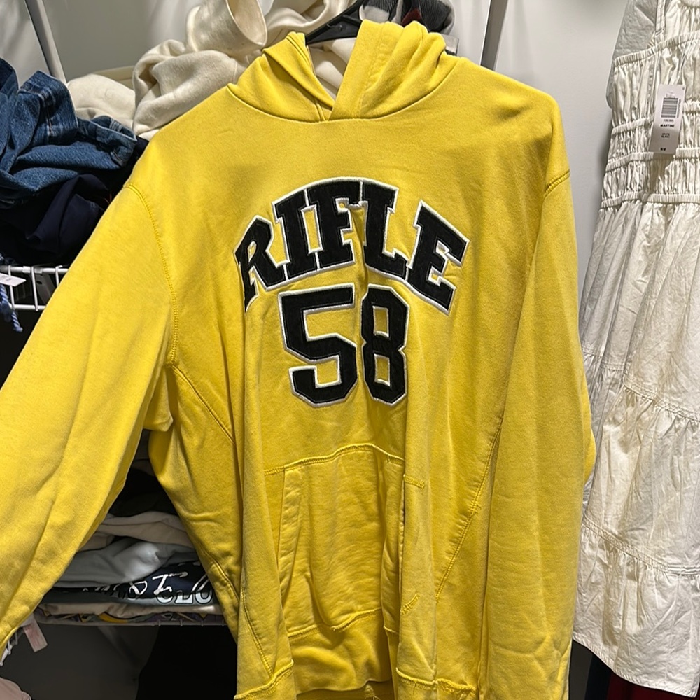 Rifle Yellow Hoodie with Black Lettering